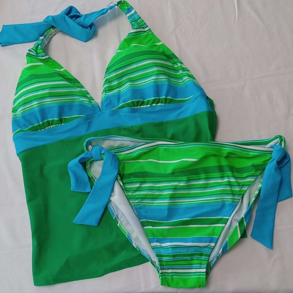 KELLY GREEN 2PC LADIES TANKINI SWIMSUIT